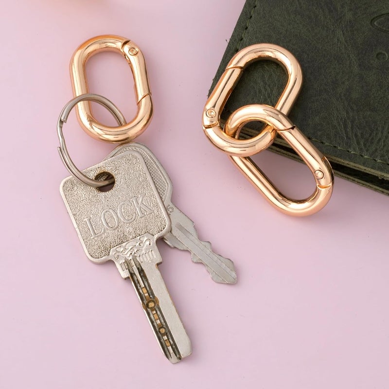 STSTR 3pcs Oval Spring Ring Clips, Metal Keyring Purse Clip, Heavy Duty Opening O Ring Carabiner for Keychains,Backpacks, Keys - Image 4